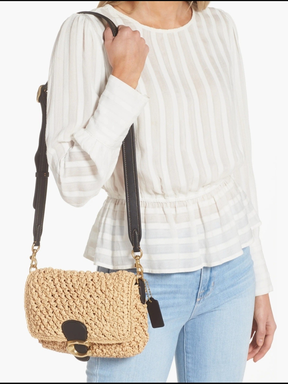 Coach Soft Tabby Shoulder Bag in woven straw - Picture 4 of 17